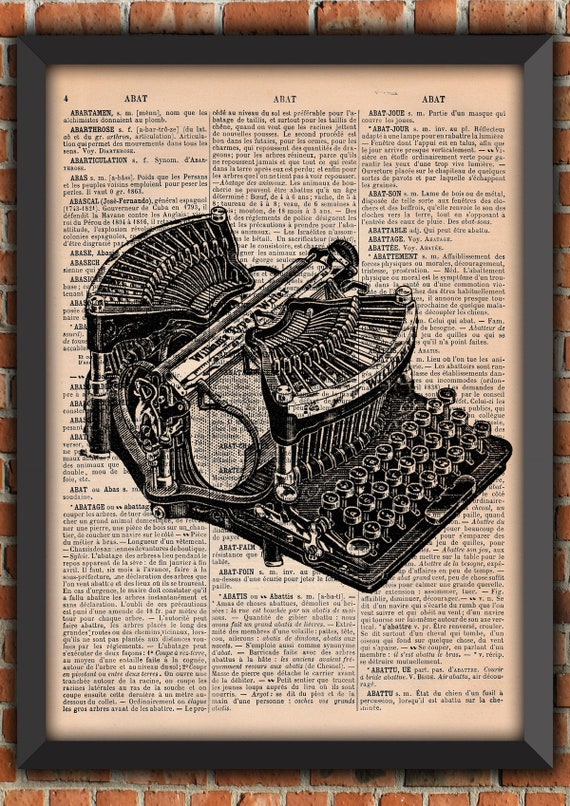 Typewriter Victorian Industrial Office Decor Photography Victorian Vintage Art Print Home Decor Gift Poster Original Dictionary Page Print