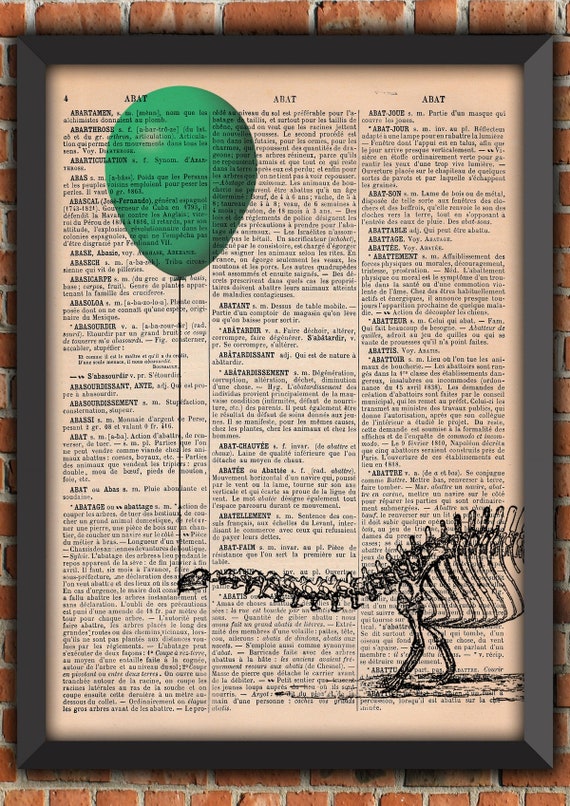 Dinosaur Bones Skeleton Balloon Funny Gothic Punk Dark Victorian Vintage Art Print Home Decor Gift Poster Original Dictionary Page Print