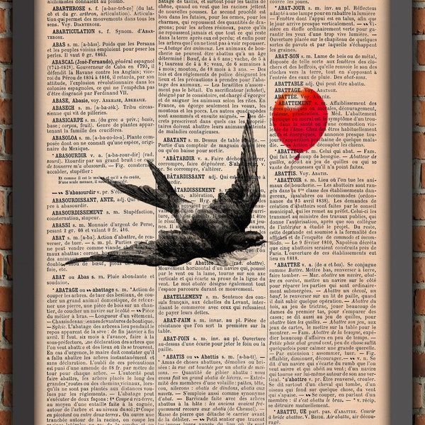 Hirondelle Ballon Rouge Oiseau Mignon Drôle Vintage Art Print Décoration Murale Cadeau Poster Original Dictionnaire Page Impression
