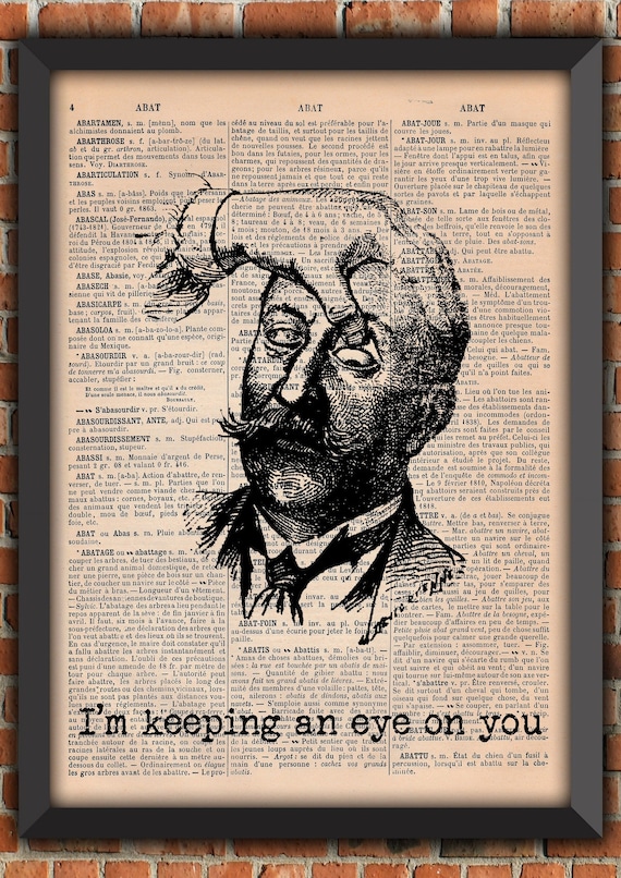 Man Eye Funny Gothic Dark Halloween Punk Doctor Book Vintage Art Print Home Decor Gift Poster Original Dictionary Page Print [A024]