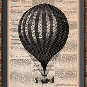 Steampunk Aviator Zeppelin Victorian Goggles Mustache Man Flying Vintage Art Print Home Decor Gift Poster Original Dictionary Page Print