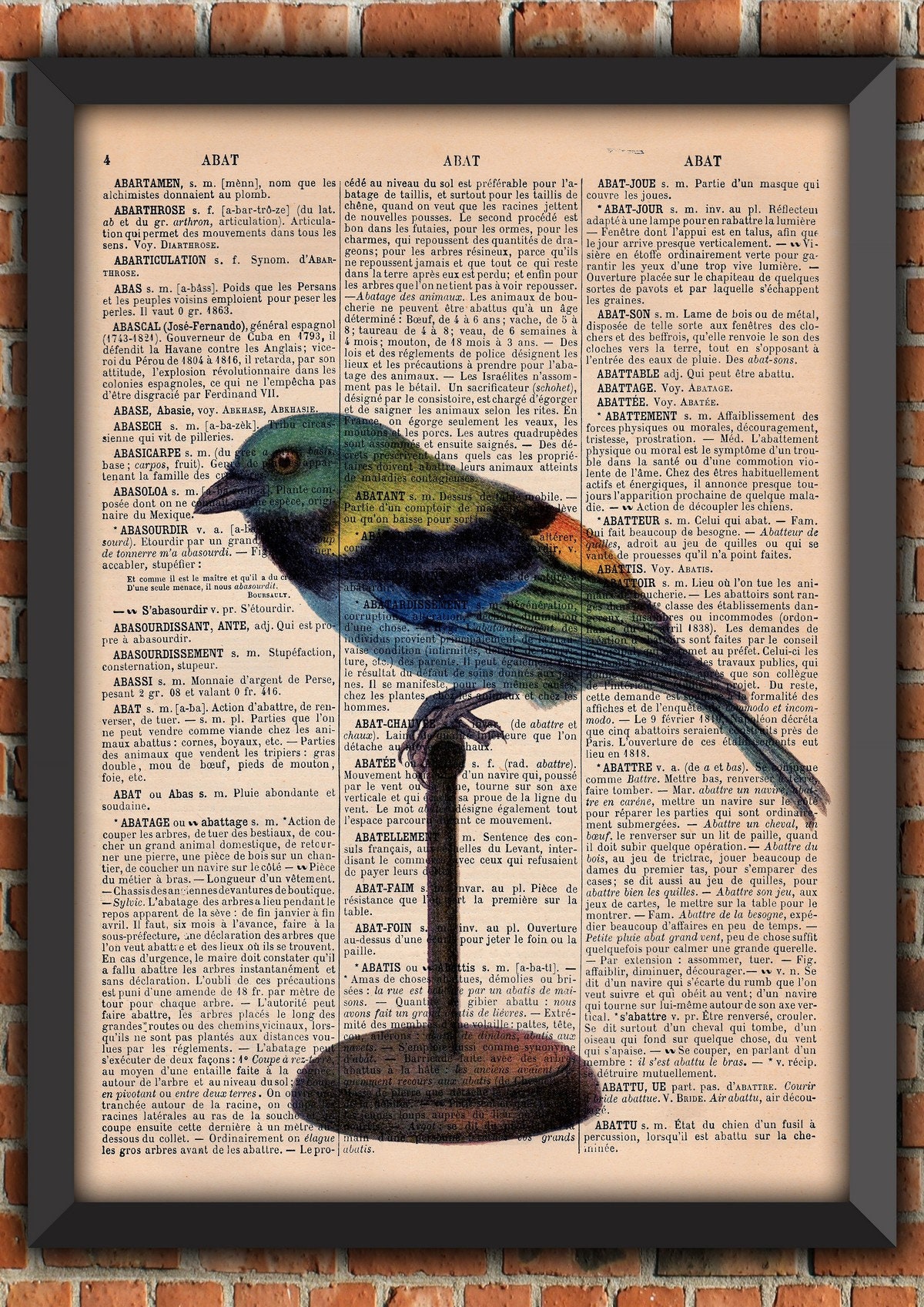 Mignon Oiseaux Animal Shabby Chic Chasse Nature Vintage Art Print Décoration Murale Cadeau Poster Or