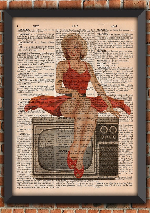 Pin Up Sexy red dress  50s USA TV Old School Marilyn Style Beauty  Vintage Art Print Home Decor Gift Poster Original Dictionary Page Print