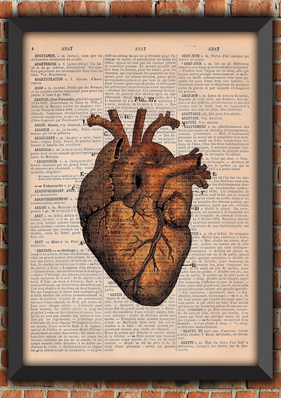 Heart Anatomical, Gothic Art Print, dark poster,  Home Decor, original gift, gift from France