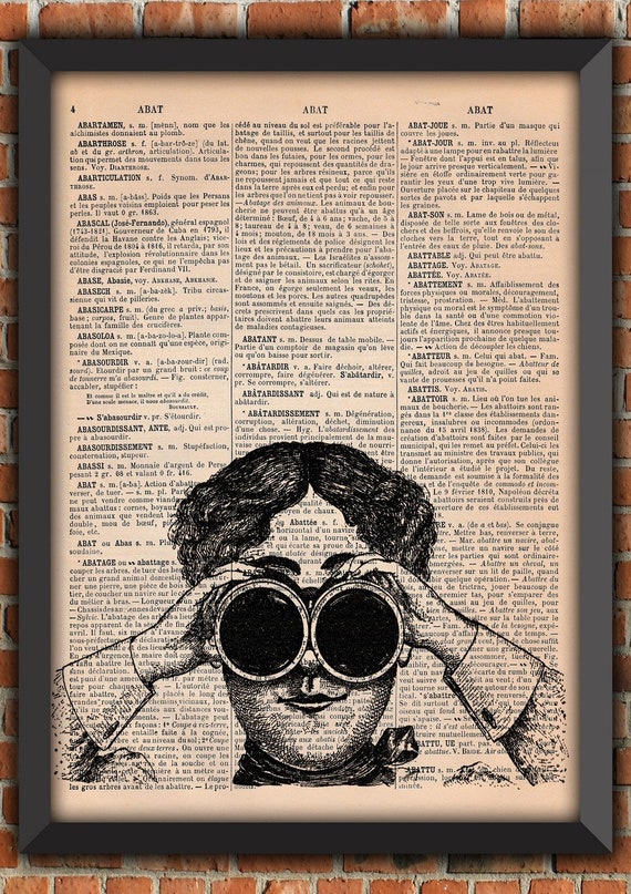 Steampunk woman Victorian Goggles french Art Print Home Decor Gift Poster Original Dictionary Page Print direct from Normandy France