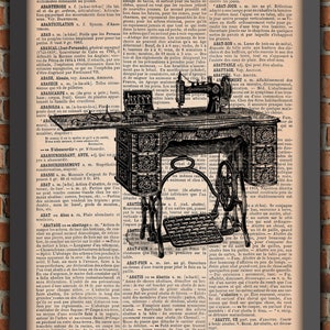 Machine A Coudre Couture Singer Victorien Industriel Vintage Art Print Décoration Murale Cadeau Poster Original Dictionnaire Page Impression