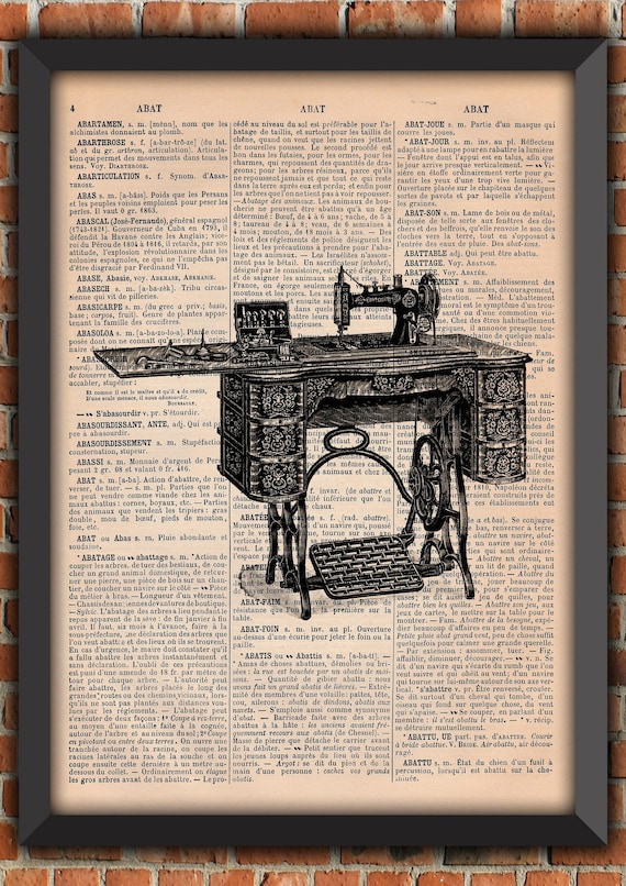 Sewing Machine Singer Victorian Industrial Office Decor Victorian Vintage Art Print Home Decor Gift Poster Original Dictionary Page Print