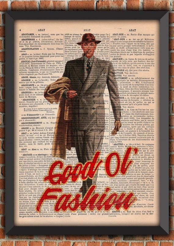 Gentleman 40s Suit Dog Fashion WW2 Smile Retro Vintage Art Print Home Decor Gift Poster Original Dictionary Page Print