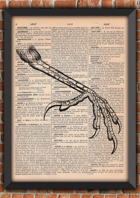 Crow Leg Voodoo Witch Witchcraft Gothic Punk Dark Victorian Vintage Art Print Home Decor Gift Poster Original Dictionary Page Print