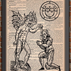 Demon Devil Sigil Spell Witch witchcraft black Magic Vintage grimoire Art Print Home Decor Gift Poster Original Dictionary Page Print french