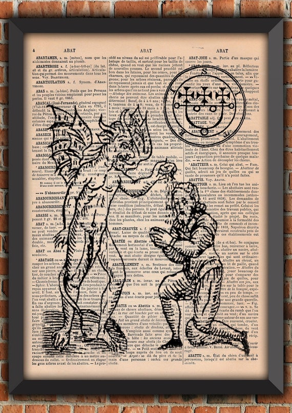 Demon Devil Sigil Spell Witch witchcraft black Magic Vintage grimoire Art Print Home Decor Gift Poster Original Dictionary Page Print french