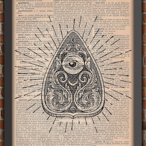 OUIAJA BOARD spiritism medium spirit victorian   turning table Art Print Home Decor  Poster Original Dictionary Page Print witch black magic