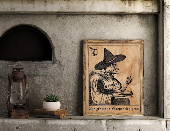 The famous Mother Shipton, occult art, Mother Shipton, witch poster, witch decor, witchcraft poster, aged paper