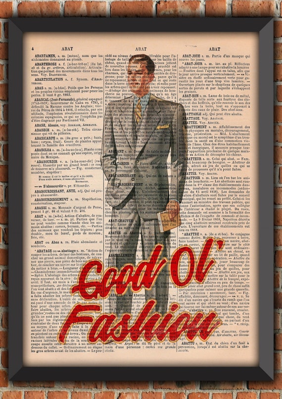 Gentleman 40s Suit Dog Fashion WW2 Smile Retro Vintage Art Print Home Decor Gift Poster Original Dictionary Page Print