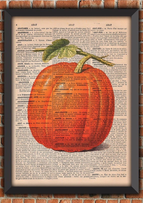 Pumpkin Garden Gothic Odd Scary Punk Halloween Spooky Goth Vintage Art Print Home Decor Gift Poster Original Dictionary Page Print