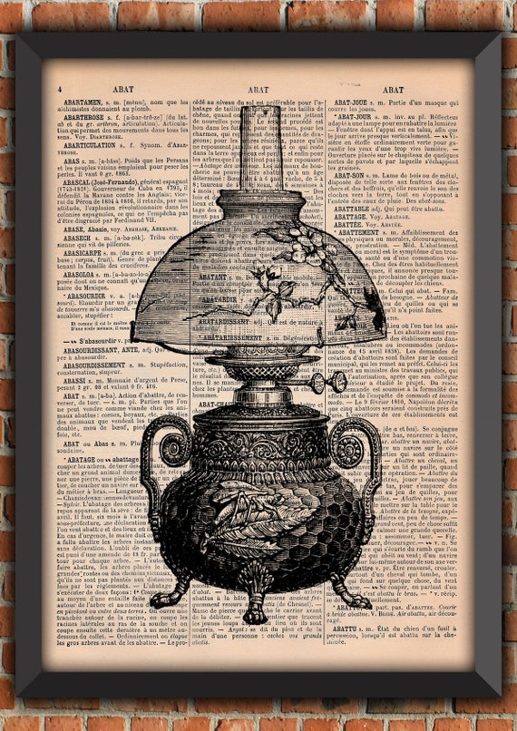 Lightbulb Industrial Edison Steampunk  Art Print  Home Decor Writing Gift Poster Original Dictionary Vintage Book Page Print [A01]