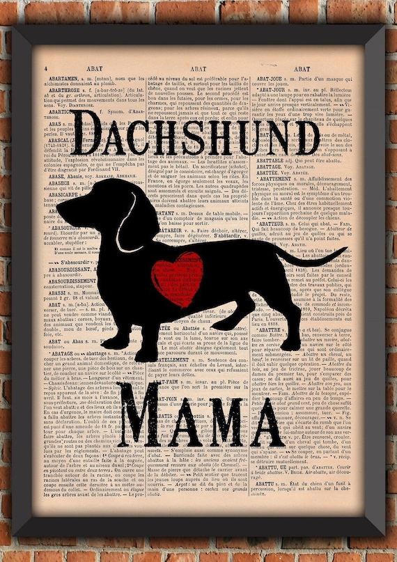 Sausage dog Mama, Dachshund print, Dachshund mama, Animal lover, Vintage Art Print, cadeau pour femme, cadeau de noël