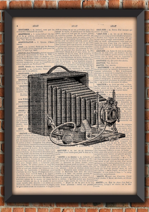 Old Camera Victorian Industrial Office Decor Photography Victorian Vintage Art Print Home Decor Gift Poster Original Dictionary Page Print