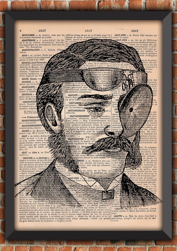 Steampunk Doctor Eye Anatomical Men Old Art Print  Home Decor Writing Gift Poster Original Dictionary Vintage Book Page Print [A01]