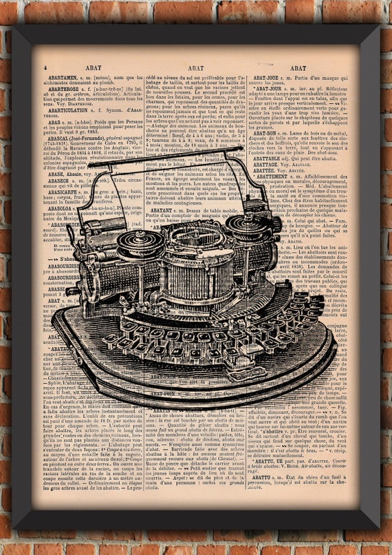 Typewriter Victorian Industrial Office Decor Photography Victorian Vintage Art Print Home Decor Gift Poster Original Dictionary Page Print