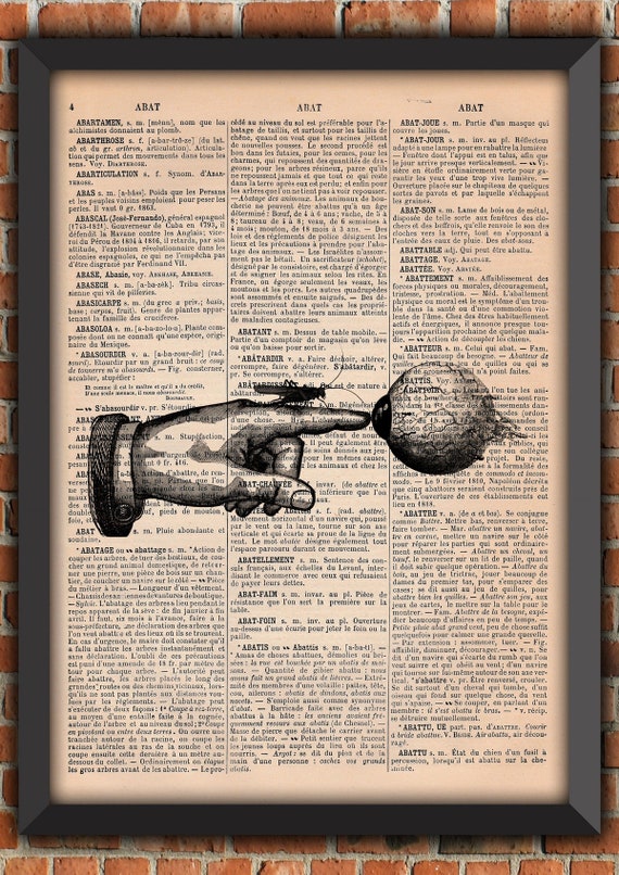 Pointing Hand Eye Grasshopper Gothic Punk Dark Scary Vintage Art Print Home Decor Gift Poster Original Dictionary Page Print
