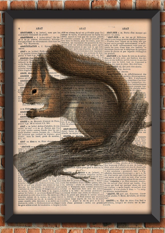 Squirrel Whimsical Tree  Nuts Forest Cute Animal Vintage Art Print Home Decor Gift Poster Original Dictionary Page Print
