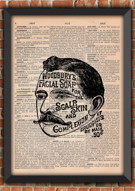 Man Mustache Old Advertisement Victorian Vintage Art Print  Home Decor Writing Gift Poster Original Dictionary Book Page Print [A012]