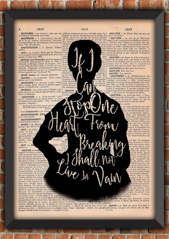 Emily Dickinson Quote Love Silhouette Love Poetry Love Book Vintage Art Print Home Decor Gift Poster Original Dictionary Page Print [A019]