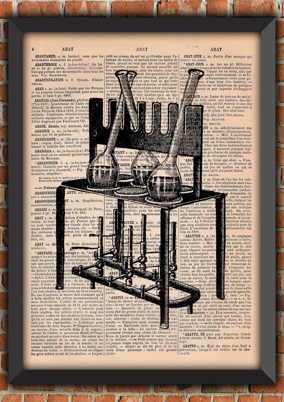 Steampunk Doctor Laboratory Benzene Science Old Art Print  Home Decor Writing Gift Poster Original Dictionary Vintage Book Page Print [A01]