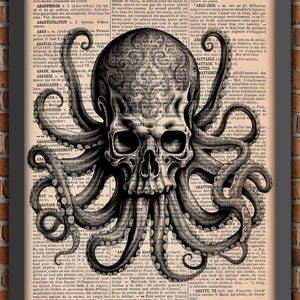 Cartel de Cthulhu, Cartel de Pulpo, Lovecraft, Lámina Vintage, Decoración de pared, Regalo, Cartel Original, regalo barato