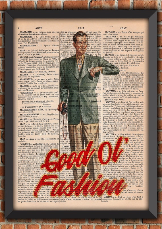 Gentleman 40s Suit Dog Fashion WW2 Smile Retro Vintage Art Print Home Decor Gift Poster Original Dictionary Page Print