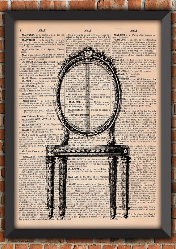 Shabby Chic Chair Romantic Elegant Barocco Cute Furniture Victorian Vintage Art Print Home Decor Gift Poster Original Dictionary Page Print