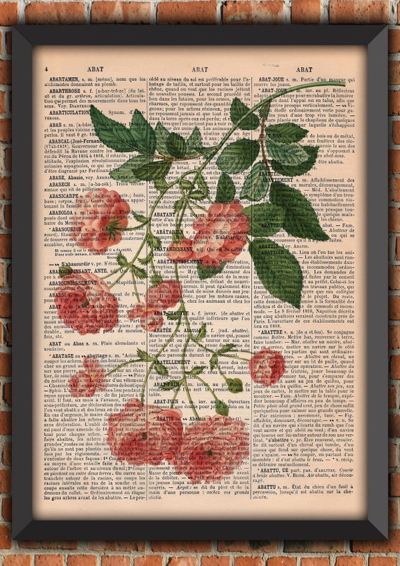 Flower Cabbage Rose Bouquet Garden Shabby Chic Mother's Day Plants Vintage Art Print Home Decor Gift Poster Original Dictionary Page Print