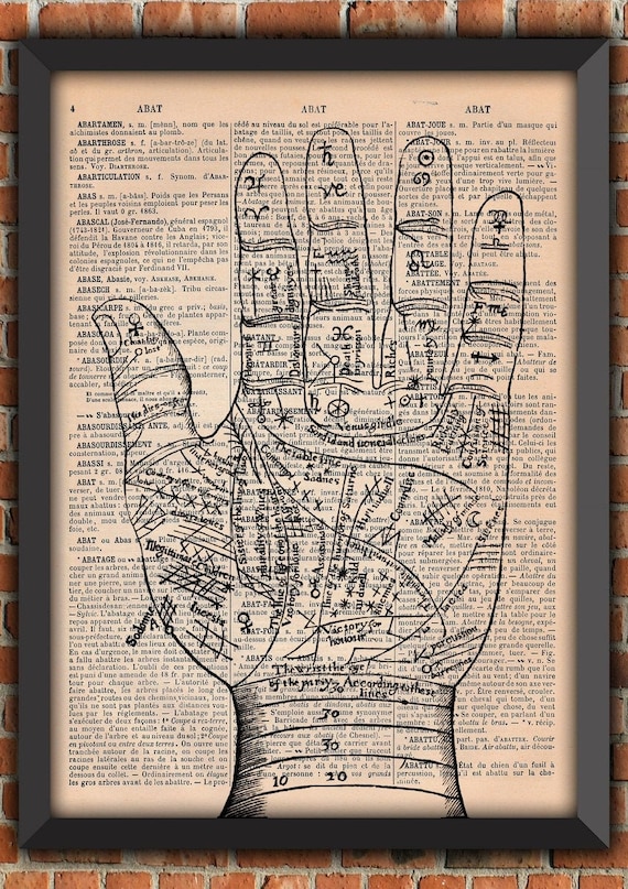 Spell HAND TELLING FUTURE  Witch Victorian  Magic Vintage Art Print Home Decor Gift Poster Original Dictionary Page Print