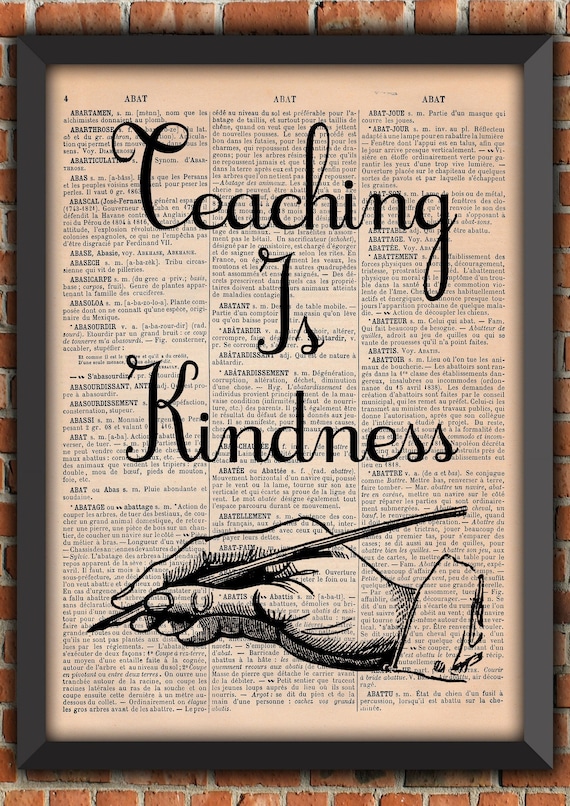 Bell Kindness Pupils English Teacher Classroom School Funny Retro Vintage Art Print Home Decor Gift Poster Original Dictionary Page Print