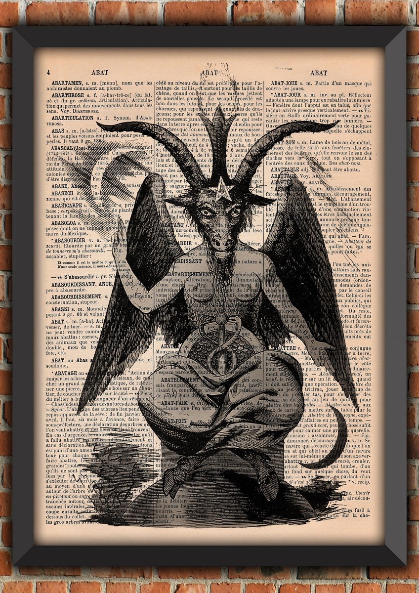 Baphomet Wall Art Engraved on Wood , Satanic Altar Decor, Lucifer Temple -   Denmark