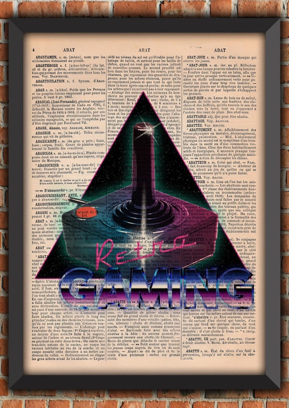 Retrogaming Atari Geek Nerd Video Games Stranger Things 80s Joystick Vintage Art Print Home Decor Gift Poster Original Dictionary Page Print