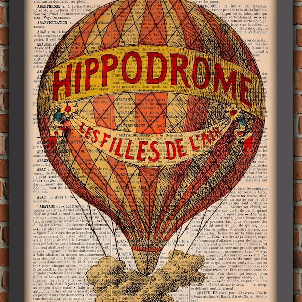 Affiche montgolfière, Steampunk, Aviateur, Ballon Dirigeable,  Victorien, Art Print, Décoration Murale, Cadeau Original,  cadeau pas cher,