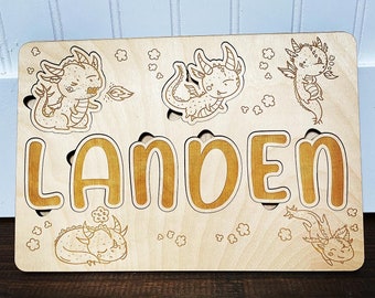 Dragon themed Name Puzzle, Name Puzzle, Kids Puzzle, Wood Puzzles, learning Puzzle, Puzzles, Personalized Puzzle, Kids gift, Babyshower gift