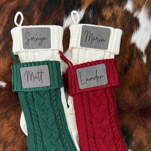 Premium stocking with leatherette patch, large stocking, personalized stockings, stockings, family stockings, leatherette patches
