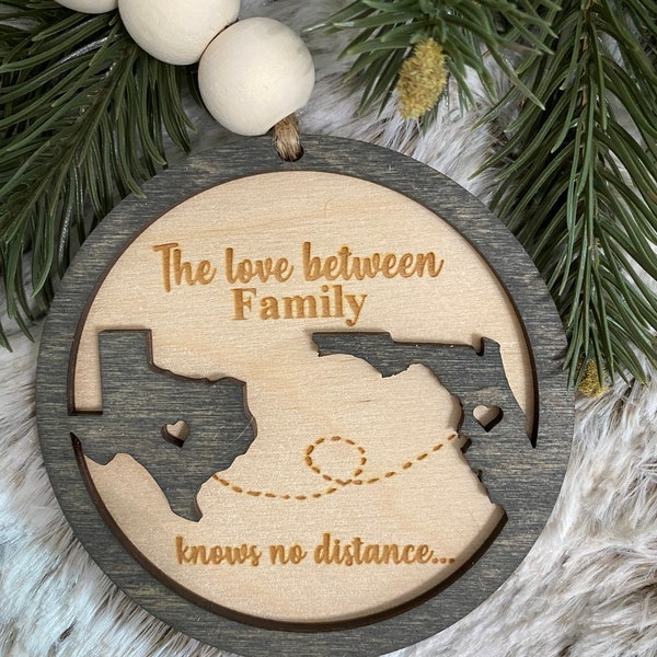 Family Bff 3D long distance ornament, Family ornament, wood ornament, Christmas ornament, Family, Tree ornament, long distance, Family gift