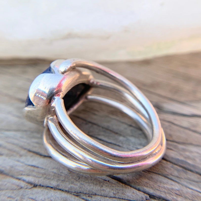 mothers day gift Dark blue Sapphire ring for men and women silver jewellery sapphire jewellery gift love