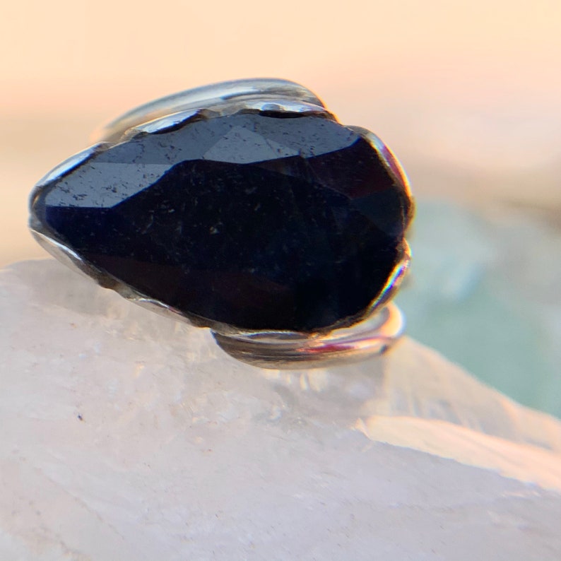 mothers day gift Dark blue Sapphire ring for men and women silver jewellery sapphire jewellery gift love