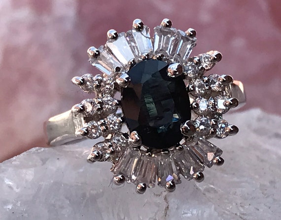 Dark Blue Sapphire Ring / Engagement Ring / 925 Sterling | Etsy