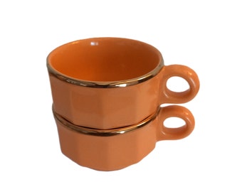 Tasses à café bistrot orange x 2