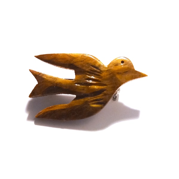 Broche oiseau en bois d'olivier de Bethléem
