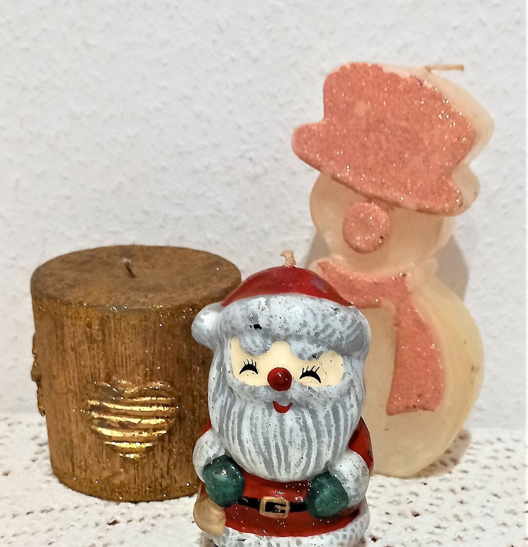 Set of 3 Old Christmas Candles Etsy