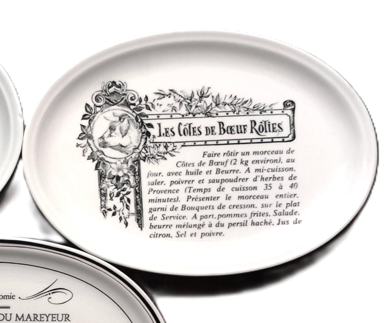 Ancien Plat de service en céramique ovale blanc 34 x 23cm