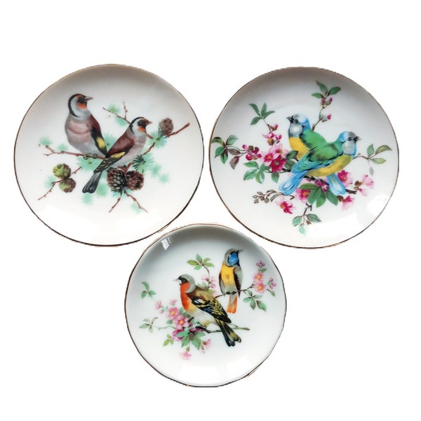 Mini assiettes oiseaux porcelaine