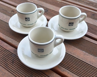 Ensemble de 3 tasses à café + sous-tasses  de bistrot français - Café Reck